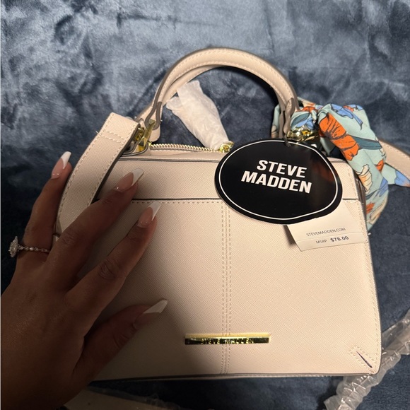 Steve Madden Handbags - Steve Madden Cream Satchel with Gold Accents
